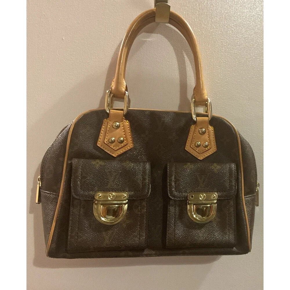 Louis Vuitton Manhattan Top Handle Bag PM Brown Canvas